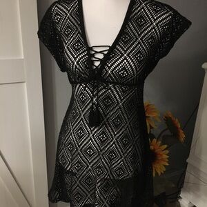 Op Black lace coverup. Size small